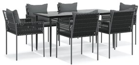 vidaXL Σετ Τραπεζαρίας Κήπου 7 τεμ. Συνθ. Ρατάν / Ατσάλι με Μαξιλάρια
