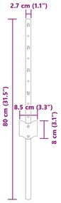 vidaXL Πόδια φράχτη 44 τεμ U-Channel Γκρι 80 εκ Χάλυβας