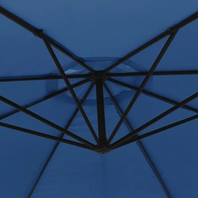 vidaXL Ομπρέλα Κρεμαστή Πρόβολος Μπλε 350 εκ. με Ιστό Αλουμινίου