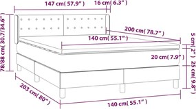 vidaXL Κρεβάτι Boxspring με Στρώμα Μπλε 140x200 εκ. Υφασμάτινο