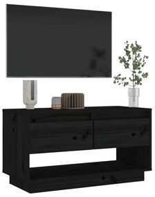 vidaXL Έπιπλο Τηλεόρασης Μαύρο 74 x 34 x 40 εκ. από Μασίφ Ξύλο Πεύκου