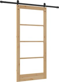 vidaXL Συρόμενη Πόρτα ORKDAL Φυσικό και Μαύρο 93 x 202 cm