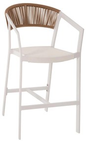 BAR STOOL ALUMINUM IN WHITE  MEDIUM HEIGHT WITH ARMS-RATTAN&amp;TEXTLINE 57x57x99,5Hcm