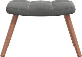 vidaXL Πολυθρόνα Relax Σκούρο Γκρι Βελούδινη με Σκαμπό