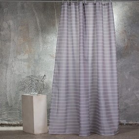 Κουρτίνα Μπάνιου Stripe Με Κρίκους Grey Melinen 180Πx200Υ 180x200cm Πολυέστερ