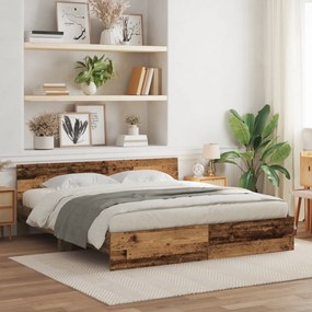 vidaXL Κρεβάτι με Κεφαλάρι - Παλιό Ξύλο - 180 x 200 εκ. - Ανθεκτικό Ξύλο