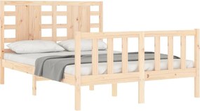 vidaXL Πλαίσιο Κρεβατιού με Κεφαλάρι από Μασίφ Ξύλο Double