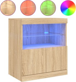 vidaXL Μπουφές με LED Sonoma Δρυς 60 x 37 x 67 εκ.