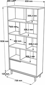 Βιβλιοθήκη Φυσικό / Λευκό CISAR 83.9x29.5x163.6