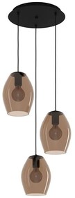 Φωτιστικό Οροφής Estanys 1 390161 Φ45x150cm 3xE27 40W Black-Brown Eglo Steel,Glass