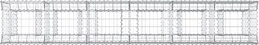 vidaXL Ανασηκωμένο κρεβάτι gabion 2 pcs Ασημί