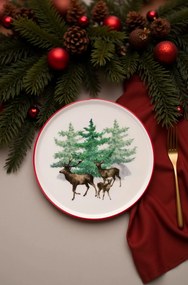 Service Plate Set (6 Pieces) Deer Pastoral Multicolor