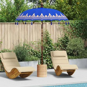 vidaXL Μπαλινέζικη Ομπρέλα Μπλε 180-190 εκ Βαμβάκι, συμπαγές ξύλο