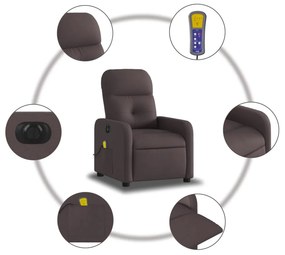 vidaXL Πολυθρόνα Μασάζ Ηλεκτρική Ανακλινόμενη Σκούρο Καφέ Υφασμάτινη