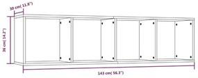 Βιβλιοθήκη/Έπιπλο Τηλεόρασης Γκρι sonoma 143x30x36εκ Επεξ. Ξύλο - Γκρι