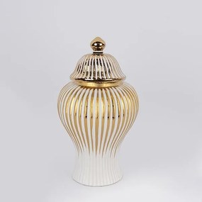 ΒΑΖΟ ΚΕΡΑΜΙΚΟ ΛΕΥΚΟ - ΧΡΥΣΟ 15.5x29.5cm