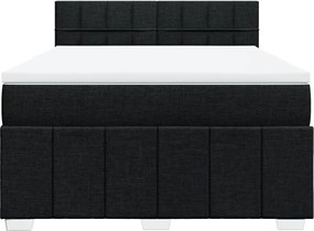 vidaXL Κρεβάτι Boxspring με Στρώμα Μαύρο 140x190 εκ. Υφασμάτινο
