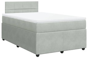 Κρεβάτι Boxspring με Στρώμα Ανοιχτό Γκρι 120x200 εκ. Βελούδινο - Γκρι