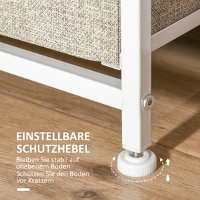 Συρταριέρα, Sideboard, 7 αναδιπλούμενα υφασμάτινα συρτάρια, μεταλλικό πλαίσιο, 63,5 x 30 x 71 cm, Ανοιχτό γκρι