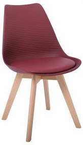 Καρέκλα Martin Stripe ΕΜ136,02S 49x56x82cm Bordeaux Σετ 4τμχ Ξύλο,Πολυπροπυλένιο