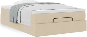 vidaXL Οθωμανικό κρεβάτι με στρώμα Cream 120x200cm ύφασμα