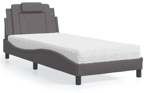 vidaXL Κρεβάτι με Στρώμα Γκρι 90x200 εκ. από Συνθετικό Δέρμα