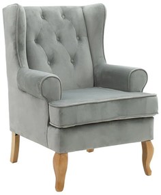 Πολυθρόνα-Μπερζέρα Valentia 128-000026 73x77x100cm Grey-Natural Velvet, Wood