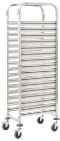vidaXL Τρόλεϊ Μεταφοράς για 16 Δίσκους 38x55x163 εκ. Ανοξείδωτο Ατσάλι