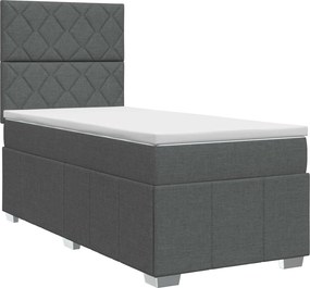 vidaXL Κρεβάτι box spring με στρώμα Σκούρο Γκρι 100 x 200 cm Ύφασμα