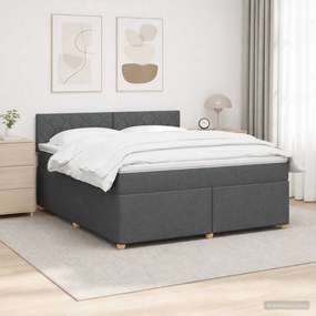 vidaXL Κρεβάτι box spring με στρώμα Σκούρο Γκρι 140 x 190 cm Ύφασμα