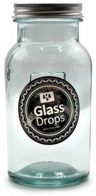 Δοχείο Τροφίμων Glass Drops με καπάκι (5291) Aπό ανακυκλωμένο γυαλί, Χωρητικότητας 250ml, Διαστάσεων Ø 6,5 x Υ 13,5 cm
