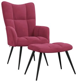 vidaXL Πολυθρόνα Relax Μπορντό Βελούδινη με Σκαμπό
