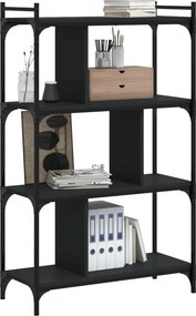 vidaXL Βιβλιοθήκη 4 Επιπέδων Μαύρη 76 x 32 x 123 εκ. από Επεξεργ. Ξύλο