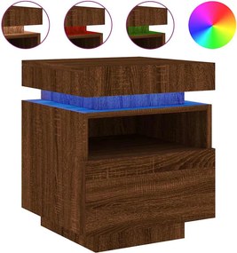 vidaXL Κομοδίνο με Φώτα LED Καφέ δρυς 40 x 39 x 48,5 εκ.