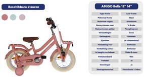 Bella 12 Inch 21 cm Girls Coaster Brake Salmon