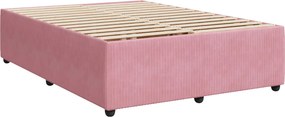 vidaXL Κρεβάτι box spring με στρώμα Ροζ 140 x 190 cm Βελούδο