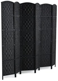 VEVOR 6 Panel Room Divider Hand-Woven Folding Privacy Screen with Hinges Black