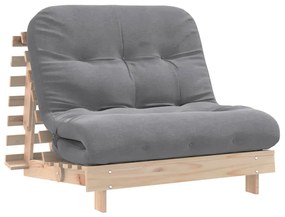 vidaXL Καναπές Κρεβάτι Futon με Στρώμα 100x206x11εκ. Μασίφ Ξύλο Πεύκου