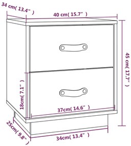 Κομοδίνα 2 τεμ. Καφέ Μελί 40x34x45 εκ. από Μασίφ Ξύλο Πεύκου - Καφέ