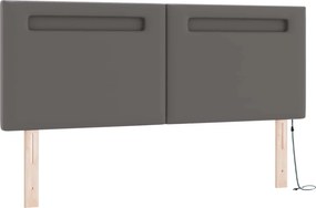 vidaXL Κρεβάτι box spring με στρώμα Γκρι 160 x 200 cm Τεχνητό δέρμα