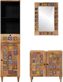 vidaXL Σετ Επίπλων Μπάνιου 3 τμχ. Φυσικό 38 x 33 x 160 εκ.