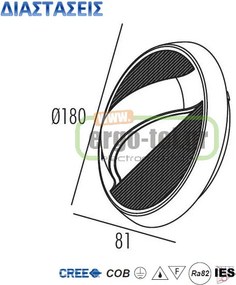 LED ΑΠΛΙΚΑ ΕΠΙΤΟΙΧΗ ORB 1x7W 223Lm 3000k ΘΕΡΜΟ ΛΕΥΚΟ ΦΩΣ ΔΕΣΜΗΣ 80° ΣΤΕΓΑΝΗ ΙΡ54