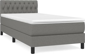 vidaXL Κρεβάτι Boxspring με Στρώμα Σκούρο Γκρι 90x190 εκ. Υφασμάτινο