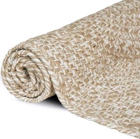 vidaXL Χαλιά χώρου Φυσικό και Λευκό 200 x 200 cm Γιούτα