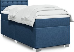 vidaXL Κρεβάτι Boxspring με Στρώμα Μπλε 90x200 εκ.Υφασμάτινο
