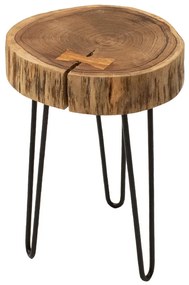 Βοηθητικό τραπέζι σαλονιού Tripp pakoworld μασίφ ξύλο 6,5-7εκ καρυδί-πόδι μαύρο 32x30x47εκ - Ξύλο - 113-000010