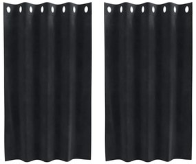 vidaXL Κουρτίνες με κουρτίνες 2 pcs Μαύρο 140 x 140 cm Βελούδο