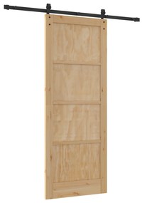 vidaXL Συρόμενη Πόρτα με Σετ Μηχανισμού 83x211 cm από Ξύλο Πεύκο