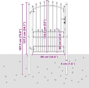 vidaXL Πύλη Φράχτη με Ακίδες EMMEN 100 x 175 cm