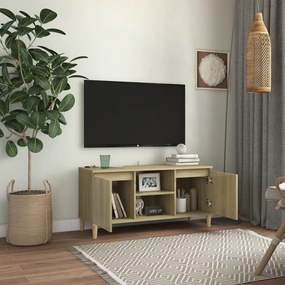 vidaXL Έπιπλο Τηλεόρασης Καφέ Δρυς 103,5x35x50εκ. Μασίφ Ξύλινα Πόδια